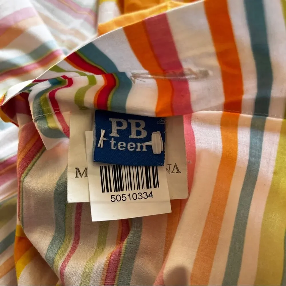 Pottery Barn Teen Reversible Twin Duvet Cover Orange Floral Striped